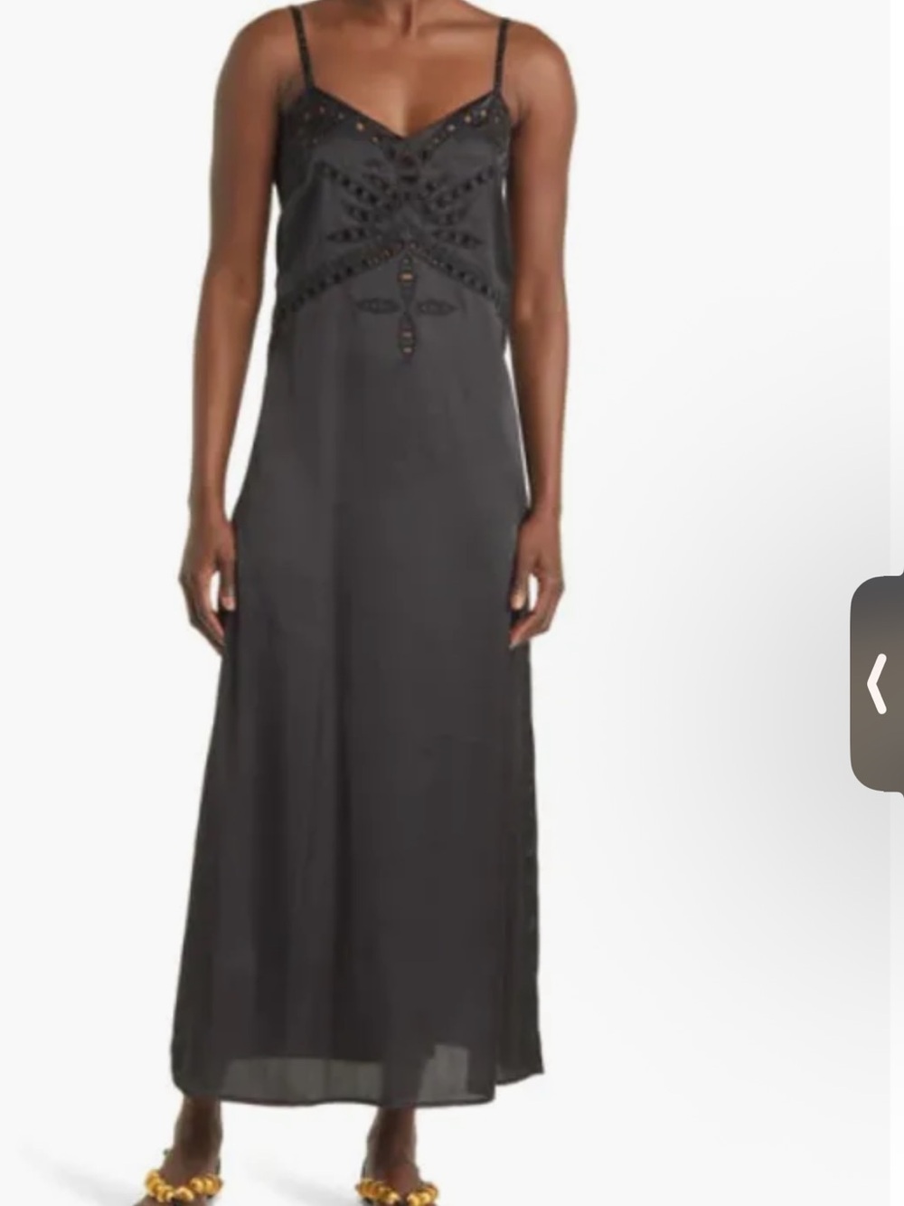 Topshop Eyelet Embroidered Slipdress in Black